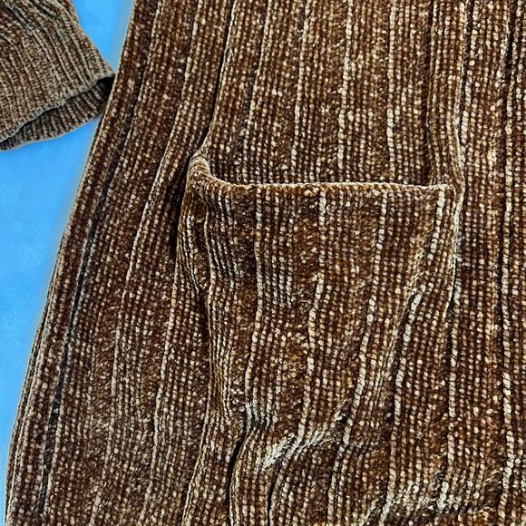 JustFab Chenille Knit Open Front Cardigan Size Medium Pockets Cozy Neutral - Picture 4 of 7
